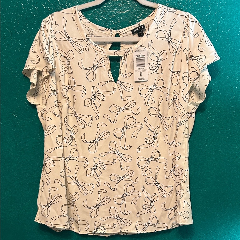 Torrid White Bow Print Women's Top